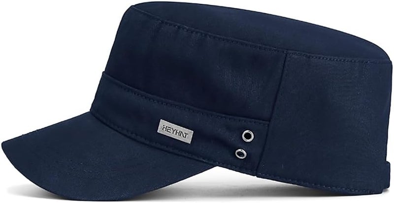 PTDTSHOU Cotton Military Caps for Men Women Unisex Flat Top Hat Adjustable Cadet Army Cap - Image 3